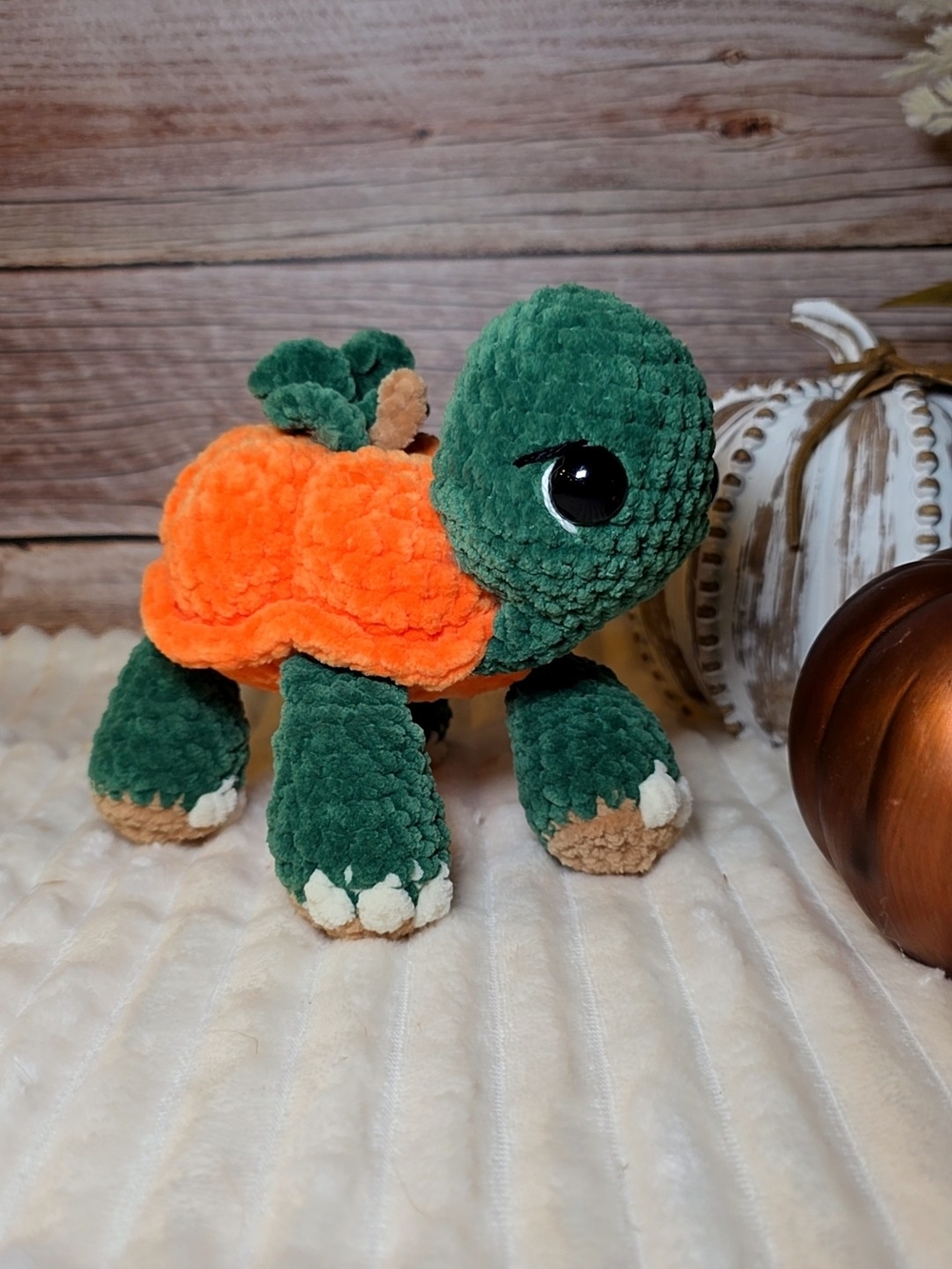 Handmade Crochet Pumpkin Turtle Halloween Plush